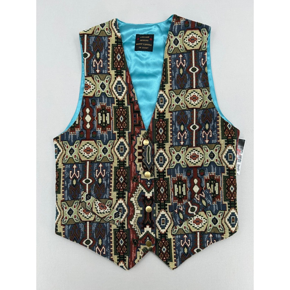 Cascade Designs Tapestry Vest Womens Southwestern Geometric Teal Medium